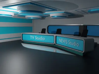 Virtual TV Studio Low-poly 3D model