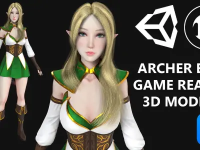 Archer Elf Low-poly 3D model