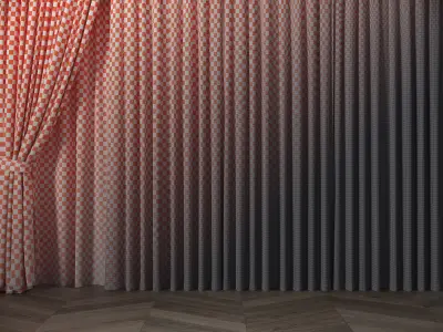 Curtains-R2 room with curtains and window Free 3D model