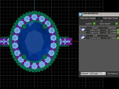 Oval Shaped Ruby and Diamond RING 3D PRINTABLE MODEL 3D print model