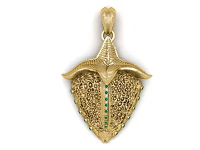 GOLDEN STRAWBERRY PENDANT 3D PRINTABLE MODEL 3D print model