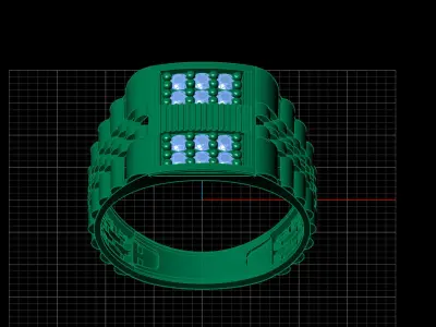 Print Ready STL 3DM  Gents Rings Diamond Men Ring  3D print model 99