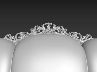 Sofa with Carved Wooden Elements 3D model