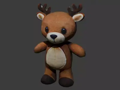 Deer Tedy Bear Toy 2 Low-poly 3D model