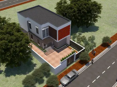 Modern style 2-storey house 3D model