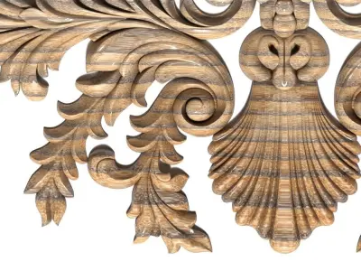 Cartouche-038 ornate wood carving 3D model