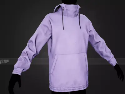 Light Violet Snowboard Hoodie Style 2 Low-poly 3D model
