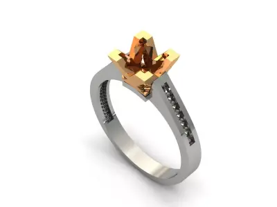 Solitaire Engagement Ring Diamond Women Ring Stone 3D print STL 3D print model