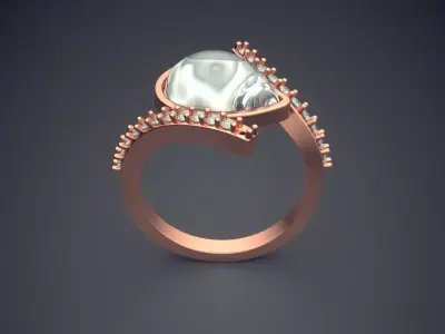 Luxury Ring With Rain Drop Shaped Diamond CAD 5448 3D print model