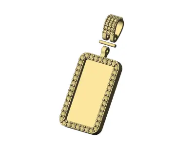 Diamond bail rectangular memory pendant 3D print model