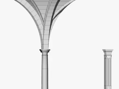 Vaulting 4-4 Renaissance 750cm spcd  thin arches and thick curbs Low-poly 3D model