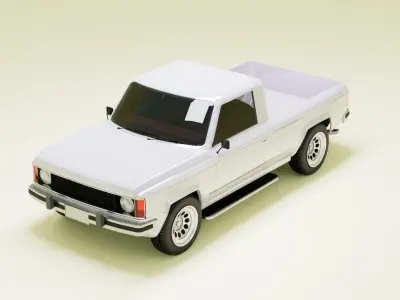 80s pickup truck Low-poly 3D model