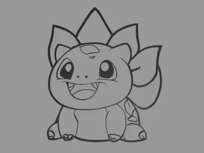 Bulbasaur Wall Silhouette 01 3D print model