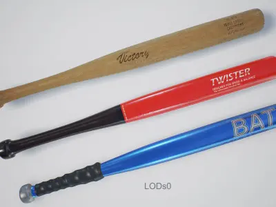 Baseball Bat PBR Low Poly Low-poly 3D model