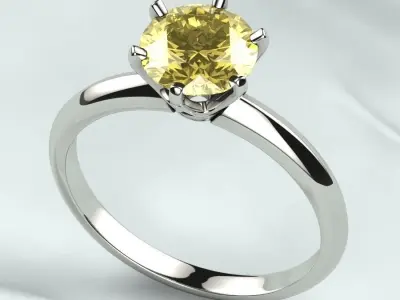 7mm Gemstone Tiffanys Style Gold Ring 3D print model