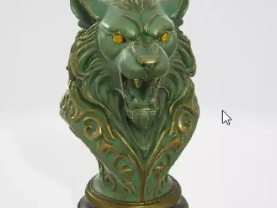 Decorative Lion Head Ornament 3D Asset 3D model