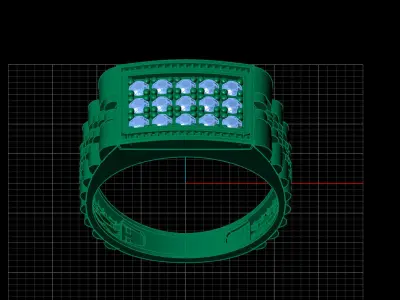 Print Ready STL 3DM  Gents Rings Diamond Men Ring  3D print model 202