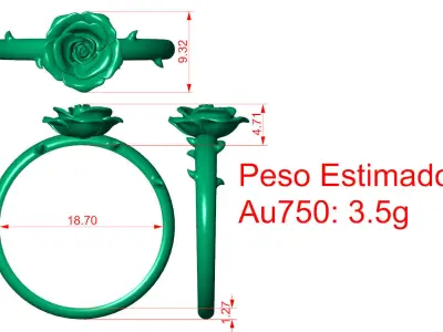 Rose Ring - Flower Ring - Anel Rosa 3D print model