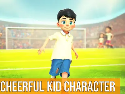 Cheerful Kid Character model pack Low-poly 3D model