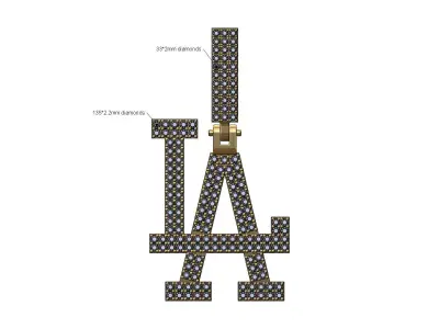 Diamond iced LA pendant with bail 3D print model