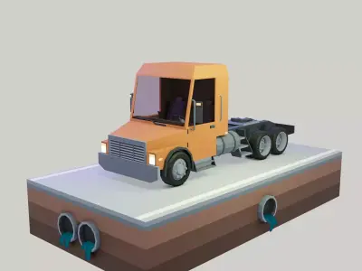 Low poly truck orange Low-poly 3D model