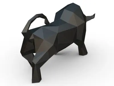 bull low poly 3D print model
