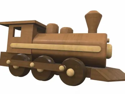 Wooden train locomotive toy 4 Free 3D model