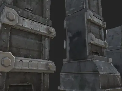 Metalic Pilar Low-poly 3D model