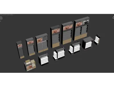  Luxury Brand Permanent Merchandising Kiosk Gondola Design  Low-poly 3D model