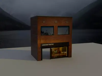 14 Low Poly Downtown Buildings Low-poly 3D model