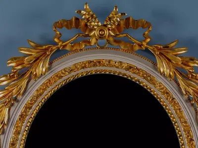 classic frame Baroque Oval Mirror Frame STL for CNC Carving 3D model