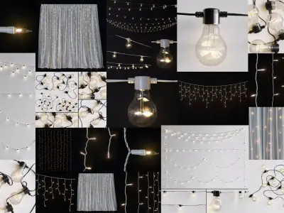 Garland and Bulb String  Collection 3D Model Pack