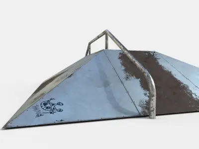 Rail Ractangle Skate Ramp PBR LOW POLY Low-poly 3D model