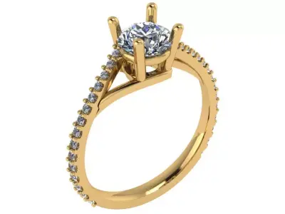 criss cross solitaire ring  3D print model