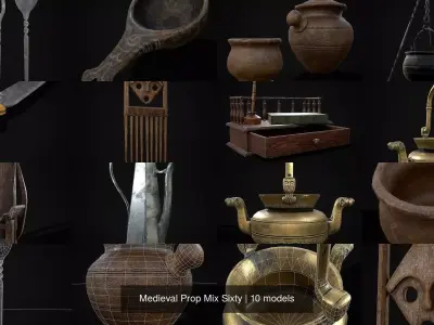 Medieval Prop Mix Sixty 3D Model Collection