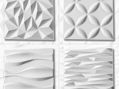 Salon Furniture Warehouse decor 3d wall panels set 8 in one 3D model
