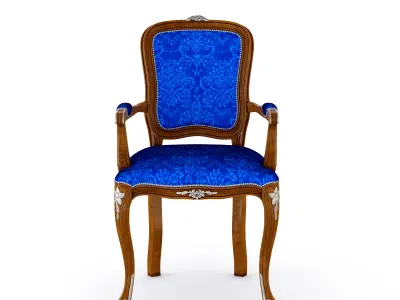  Classic Blue Damask Armchair 3D model