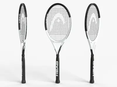Collection of tennis rackets and balls Low-poly 3D model