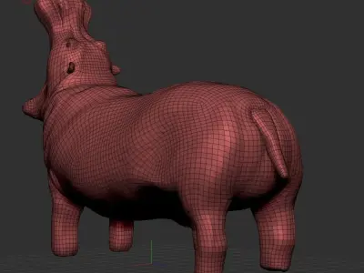 Hippopotamus Sculpt High and low poly 3D model