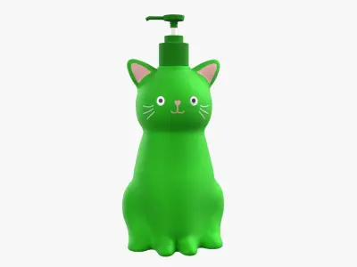 Cat Liquid Soap Dispenser Green Version 3D model