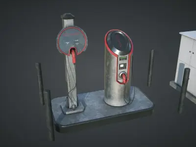 Electric Car Charging Station Low-poly 3D model