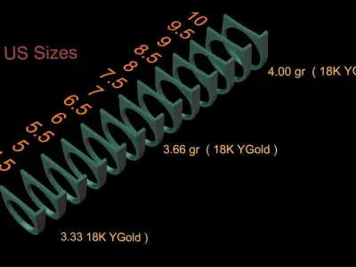 alphabet jewelry ring diamond letter L 3D print model