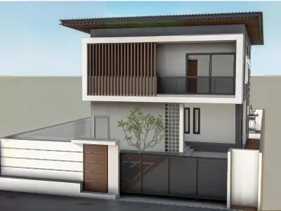 Modern Minimalist House  SketchUp 3D Model Low-poly 3D model