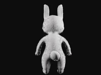Low Poly Cartoon 3D Rabbit with Stylized Hair and Textures Low-poly 3D model