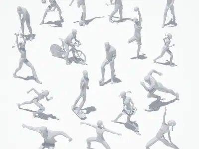 Low Poly Sport Pose PACK Low-poly 3D model