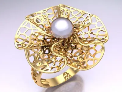  Mesh flower ring - Italian rings - Womens Rings - N6533 3D print model