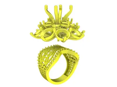 Luxury Round Cluster Gemstone Ring 3D Model for Fine Jewelr 4310 3D print model