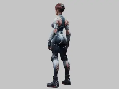 Lowpoly SciFi Female Wrestler Game-Ready 3D Asset   Low-poly 3D model