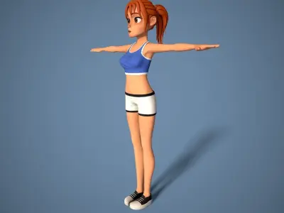 cartoon sport girl Low-poly 3D model