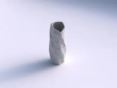 Vase twisted arc hexagon with random triangle plates 3D print model